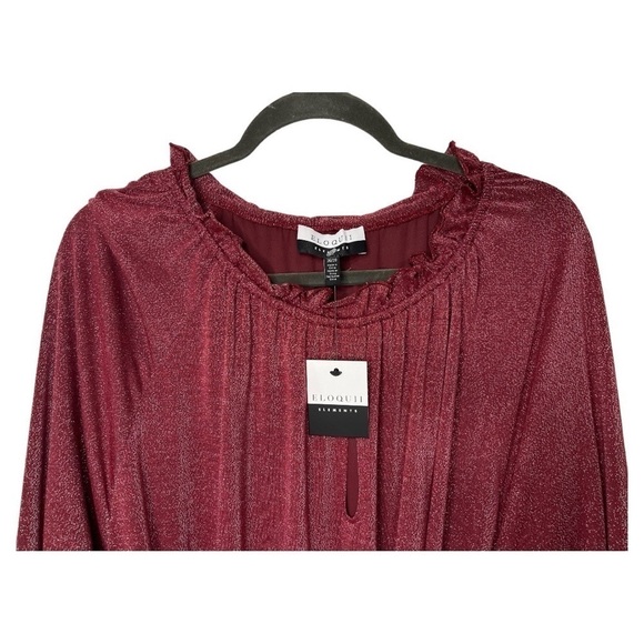 Eloquii Elements Shimmery Tie Waist Easy Long Sleeve Mini Dress Size 26/28 - Picture 7 of 8